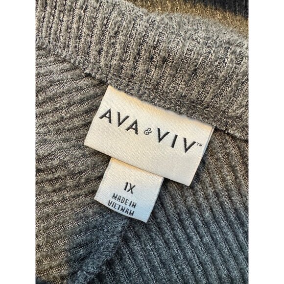 Ava Viv Textured Gray Heather SIze 1X Top Long Sleeve EUC - Picture 3 of 8